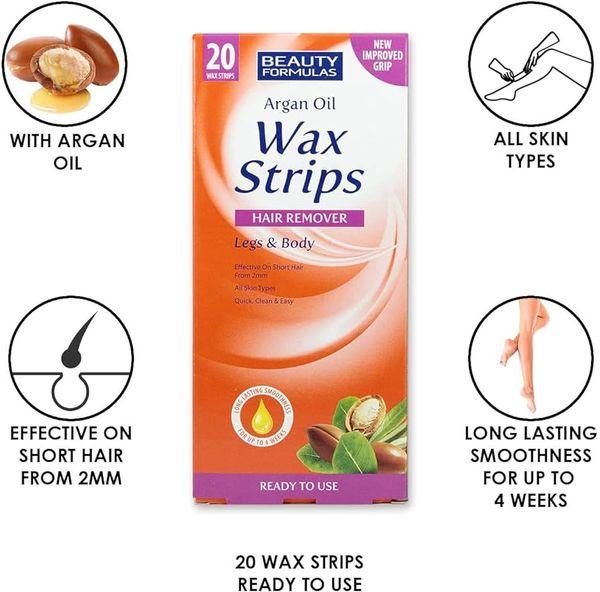 Beauty Formulas Wax Strips Legs & Body Argan Oil